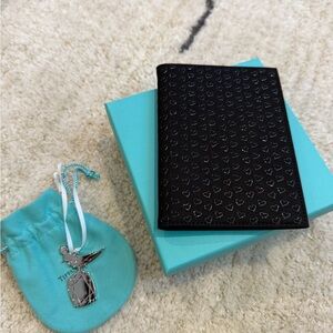 Tiffany & Co. Black Heart Embossed Leather Passport Cover